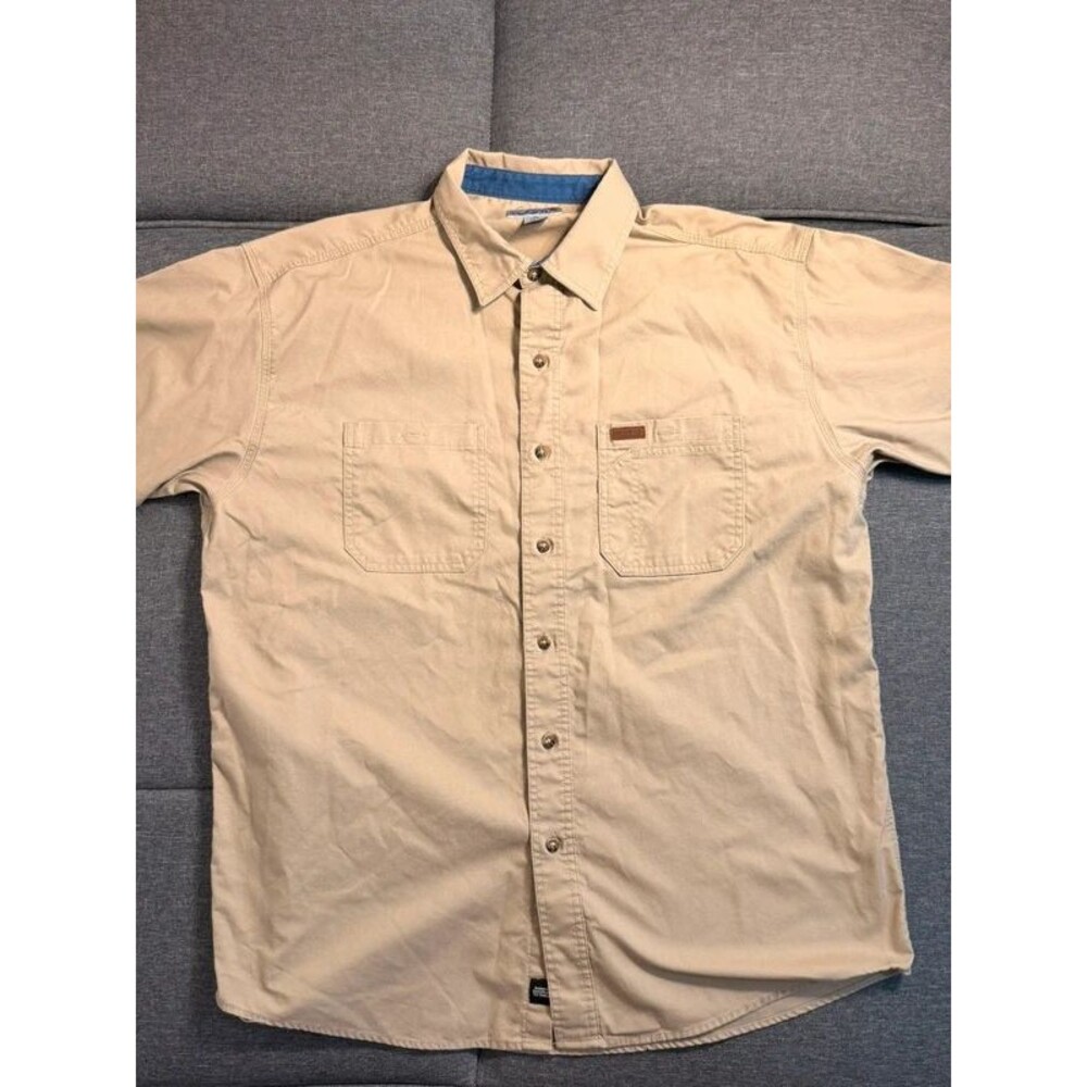 Vintage Carhartt Tradesman Canvas Work Shirt - Beige (Size XL)